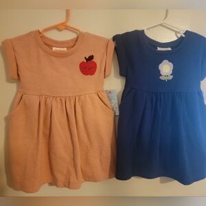 NWT Cat And Jack Peach And Navy Baby Girl Spring Dresses. Size 18 Months